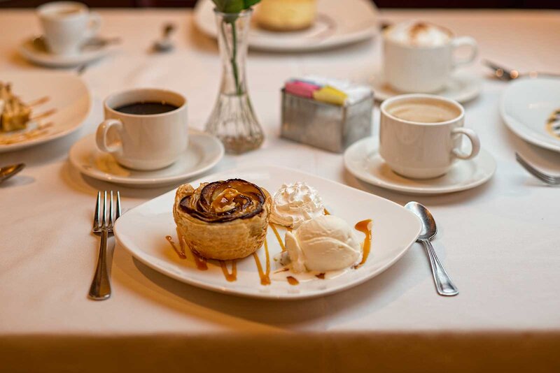 Pastry dessert with side of ice cream